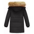 thumbnail image 3 of Wantdo Girls Coats Mid-Long Winter Coat Fleece Lined Long Puffer Coat Black Size 14/16, 3 of 9