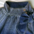 thumbnail image 4 of VIWORLD Women's Spring & Fall Denim Style Blouse - Puff Sleeve Design with Stand Collar & Bow Detail Dark Blue，S, 4 of 7