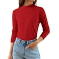 thumbnail image 4 of Soyumi Long Sleeve Blouses for Women Warm Casual tops Crewneck Fleece Line Womens Sweatshirts Trendy Sweatshirts Basic Sweatshirt Dress for Women Trendy tops Tunic tops Long Sleeve tops, Red, 4 of 7