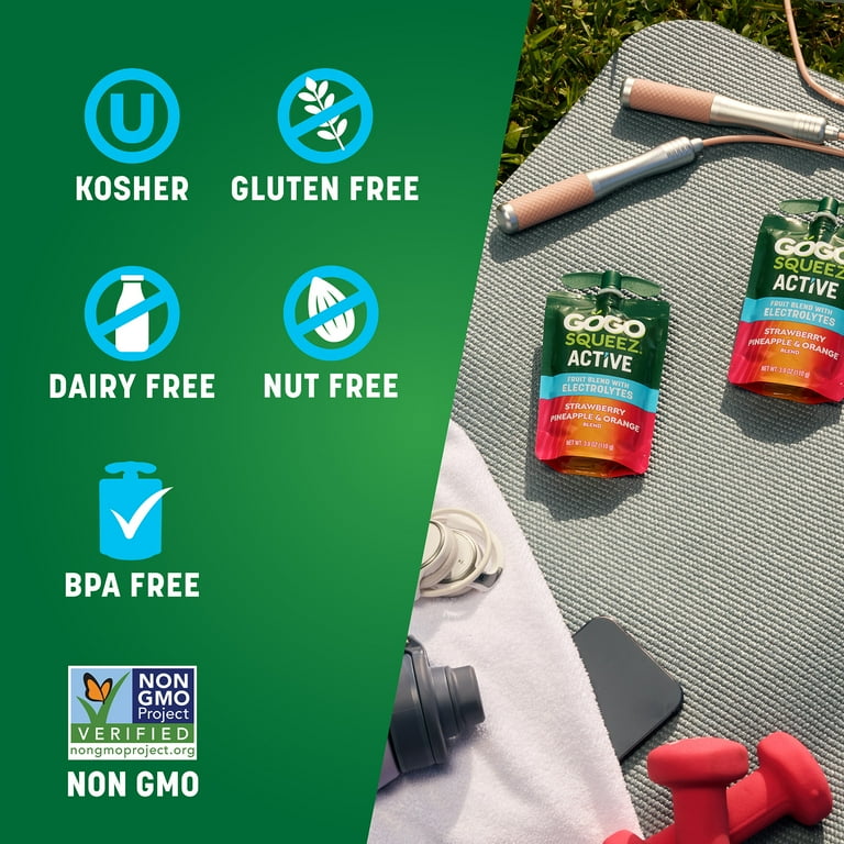 GoGo squeeZ Active Electrolyte No Sugar Added Strawberry