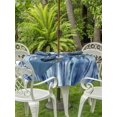 thumbnail image 3 of Outdoor Tablecloths with Umbrella Hole & Zipper, Navy Blue Vintage Round Tablecloth 54 Inch, Stripes Painting Retro Abstract Art Waterproof Table Cloth, Patio/Pool/Picnic Table Covers, 3 of 8