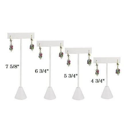 3 Pack White Leatherette Earring T Stand Showcase Display