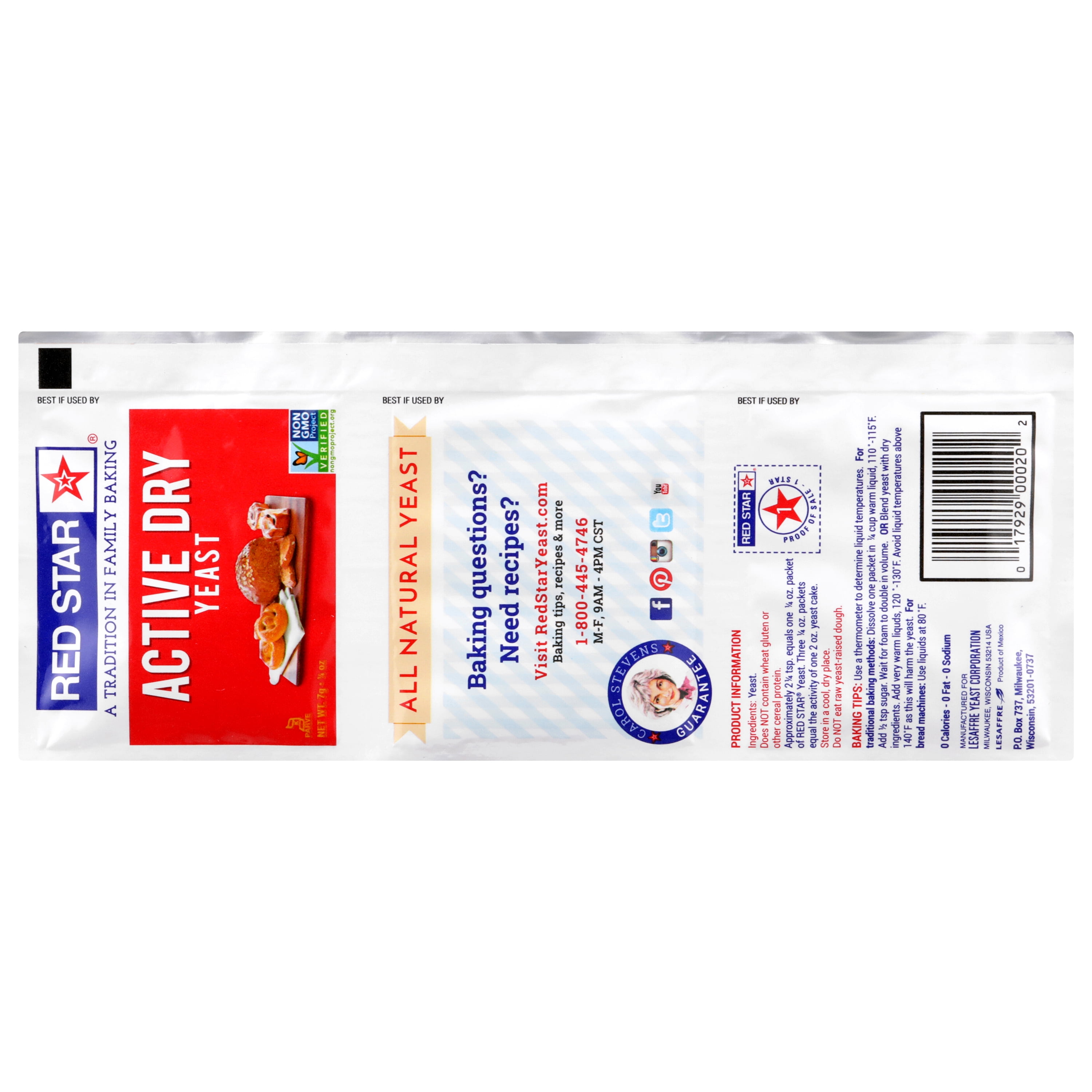 (2 pack) Red Star All-Natural Active Dry Yeast, 0.75-Ounces, 3-Pack Strip