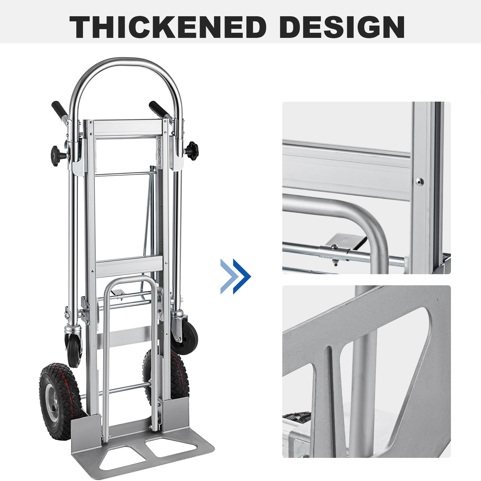 SHZOND 3 in 1 Convertible Hand Truck 1000 LBS Weight Capacity Heavy Duty Hand Truck Durable Aluminum and Steel Construction 4 Wheels Hand Truck Dolly