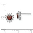 thumbnail image 2 of White Sterling Silver Earring Button Women'S Cubic Zirconia CZ Clear Garnet Red 9 mm, 2 of 2