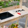 thumbnail image 6 of Outsunny Natural Solid Wood 36" Potting Bench, 2 Removable Wheels with Sink & Drawer, 6 of 9