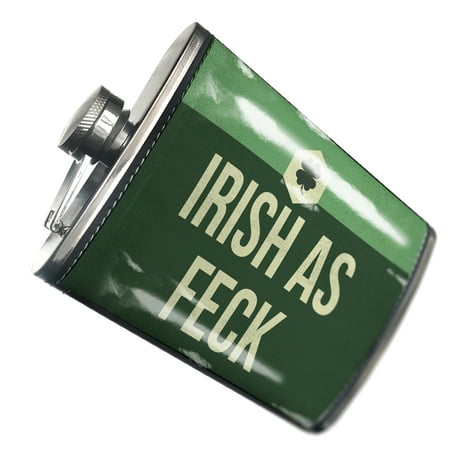 

NEONBLOND Flask Irish As Feck St. Patrick s Day Vintage Four Leaf Clover