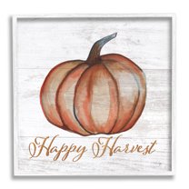 Happy Harvest Pumpkin Country Rustic Holiday Graphic Art White Framed Art Print Wall Art