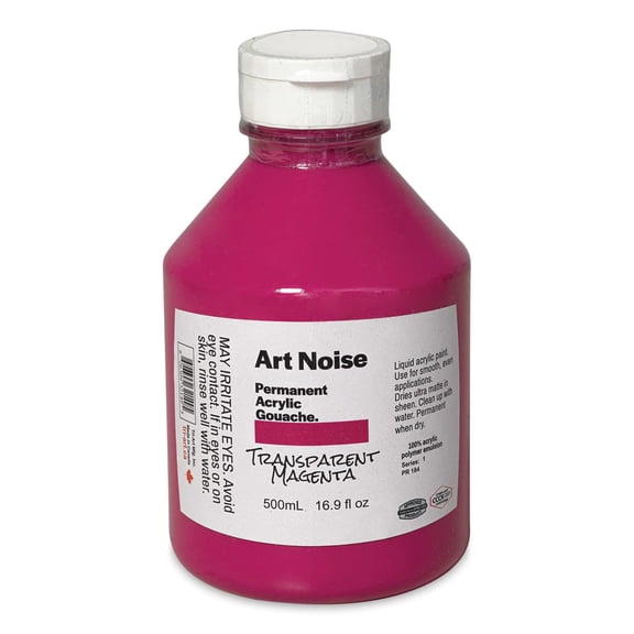 Tri-Art Art Noise Permanent Acrylic Gouache - Transparent Magenta, 500 ml, Bottle