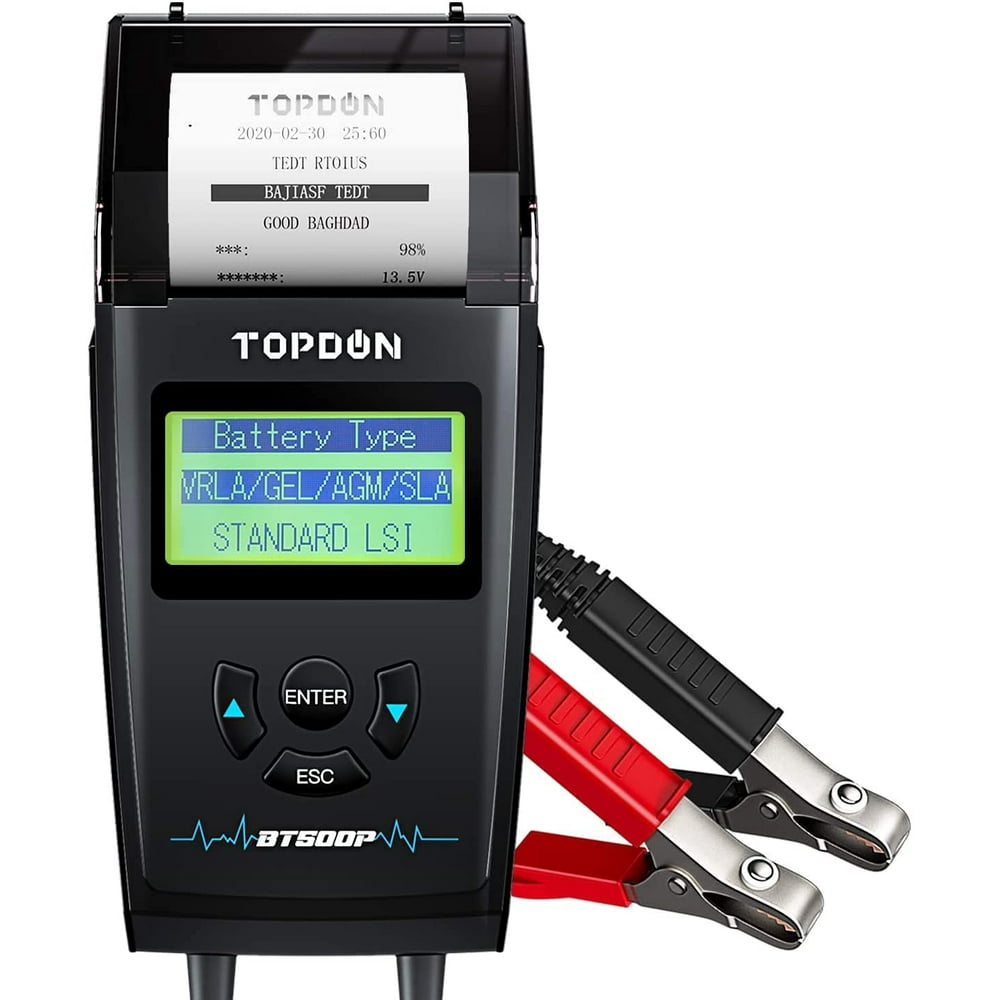 TOPDON BT500P Car Battery Tester with Printer 12V 24V Load Tester