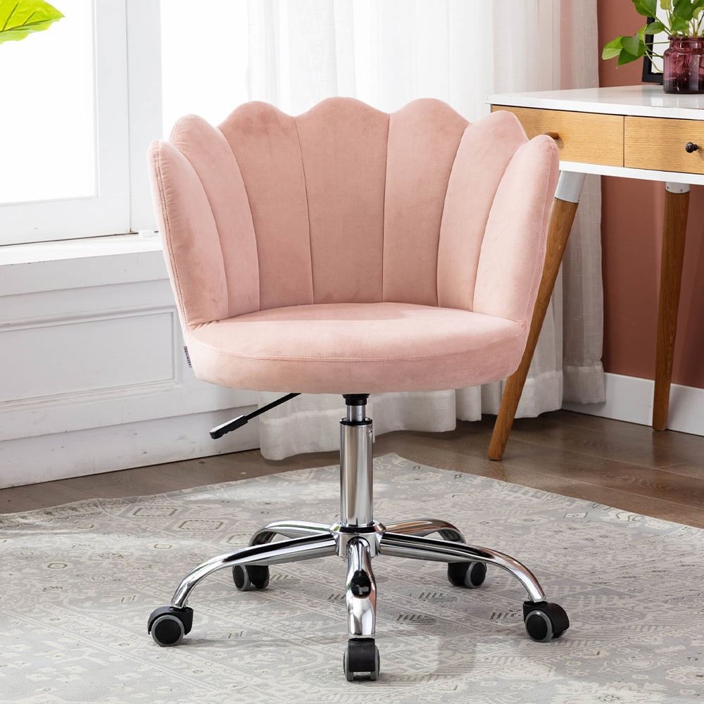 Vanity Chair, Swivel Shell Chair with Adjustable Height, Velvet Upholstered Makeup Chair for 