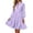 Purple, variant on Lnmiateer Women V Neck Stand Collar Puff long Sleeve Tiered Mini Dress high Waist Ruffle Hem Flowy Casual Beach Vacation Going Out Outfit