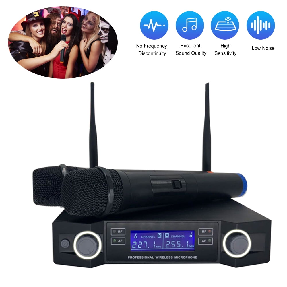 Wireless Microphone Digital Display Mic System Set with Dual Handheld