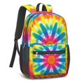thumbnail image 2 of Red and Yellow Tie Dye Pattern 17" School Backpacks for Teens,Waterproof Oxford Fabric,S-Shape Padded Straps for School,Travel,Hiking,Camping, 2 of 6