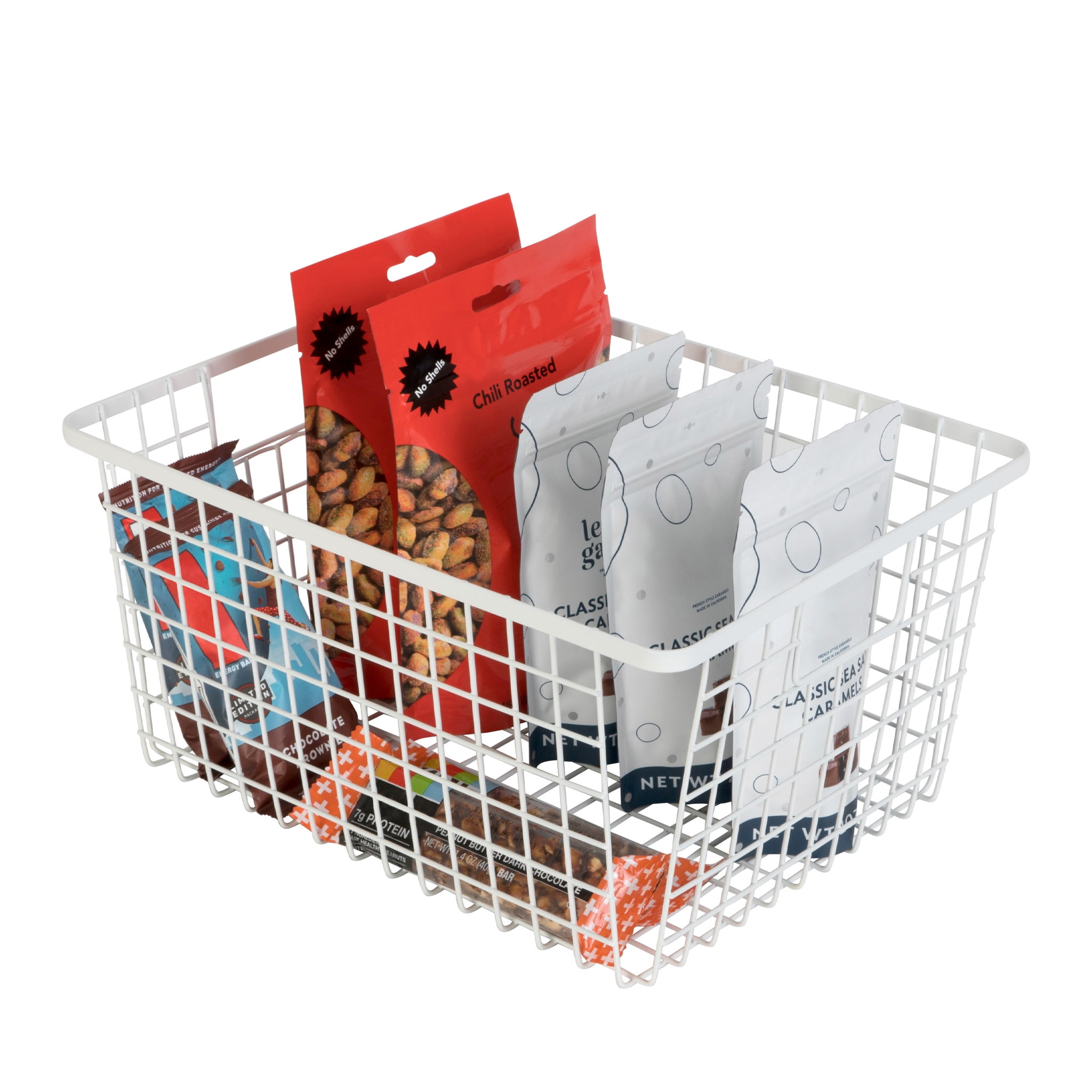 Smart Design Nestable Basket Organizer with Handles - 9 x 12 x 6 inches - White - Set of 4