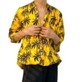 thumbnail image 1 of Camisa De Botones Para Hombre Hombres Casual Impreso Camisas Moda Top Blusa Camisas (Yellow, L), 1 of 3