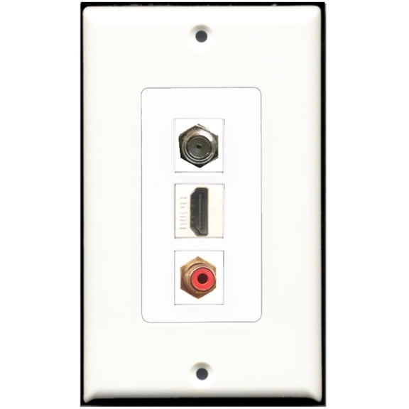 Ultra Spec Cables 1 Port HDMI 1 Port RCA Red 1 Port Coax Wall Plate F/F DecorZ