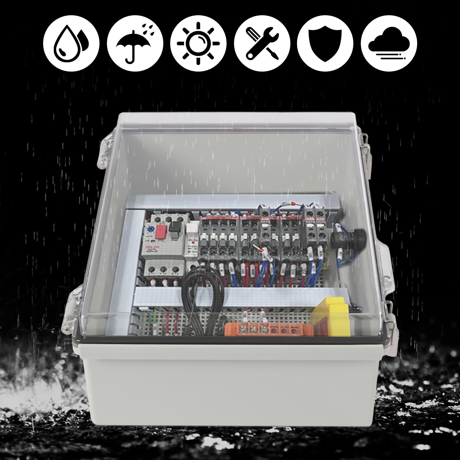 Wildnix IP67 Rated Electrical Junction Box, Waterproof and Dustproof ABS Material with Stainless Steel Latch, Wall Mountable, Ideal for Outdoor Use