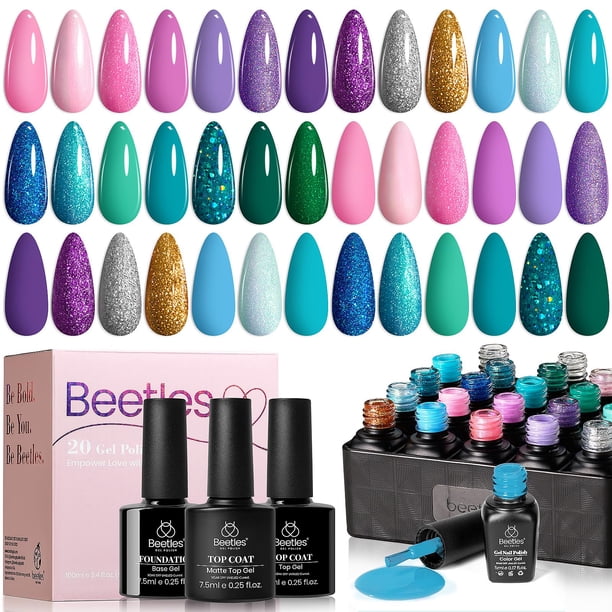 Set de esmaltes de uñas en gel Beetles Summer Mermaid, 20 colores, 5 ml