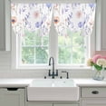 thumbnail image 5 of Spring Watercolor Tie Up Curtain 45 Inches Long, Wildflower Pink Purple Flowers Balloon Style Kitchen Window Curtain Over Sink, Small Window Rod Pocket Curtain 52"x45", 5 of 9