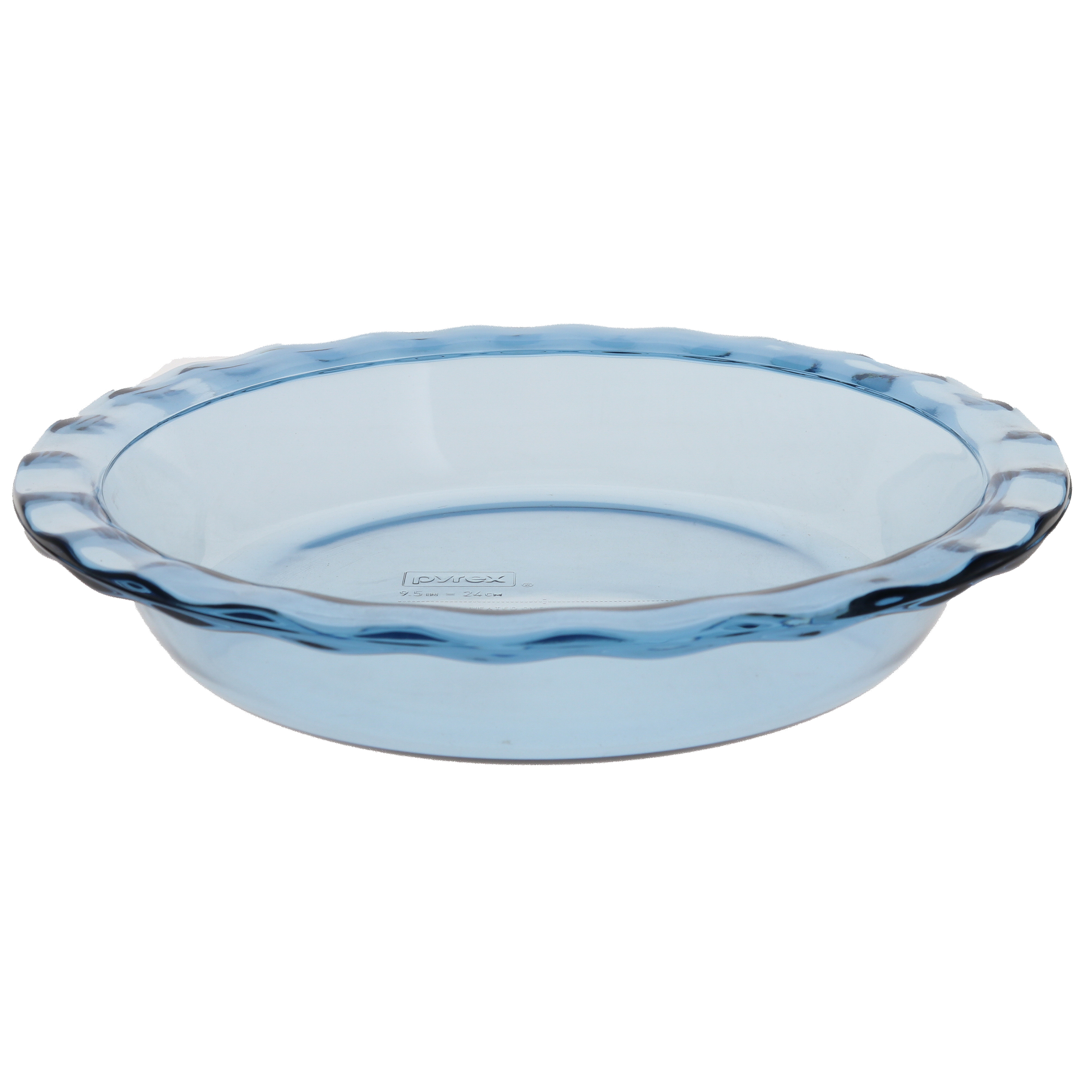 Pyrex 24CM 9.5in Atlantic Blue Fluted Rim Glass Dish Pie Plate