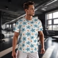 thumbnail image 3 of Wukai Flower Leaves Print Men's Short-Sleeved Mesh T-Shirt,Quick-Dry Short Sleeve Workout T-Shirt-X-Small, 3 of 8
