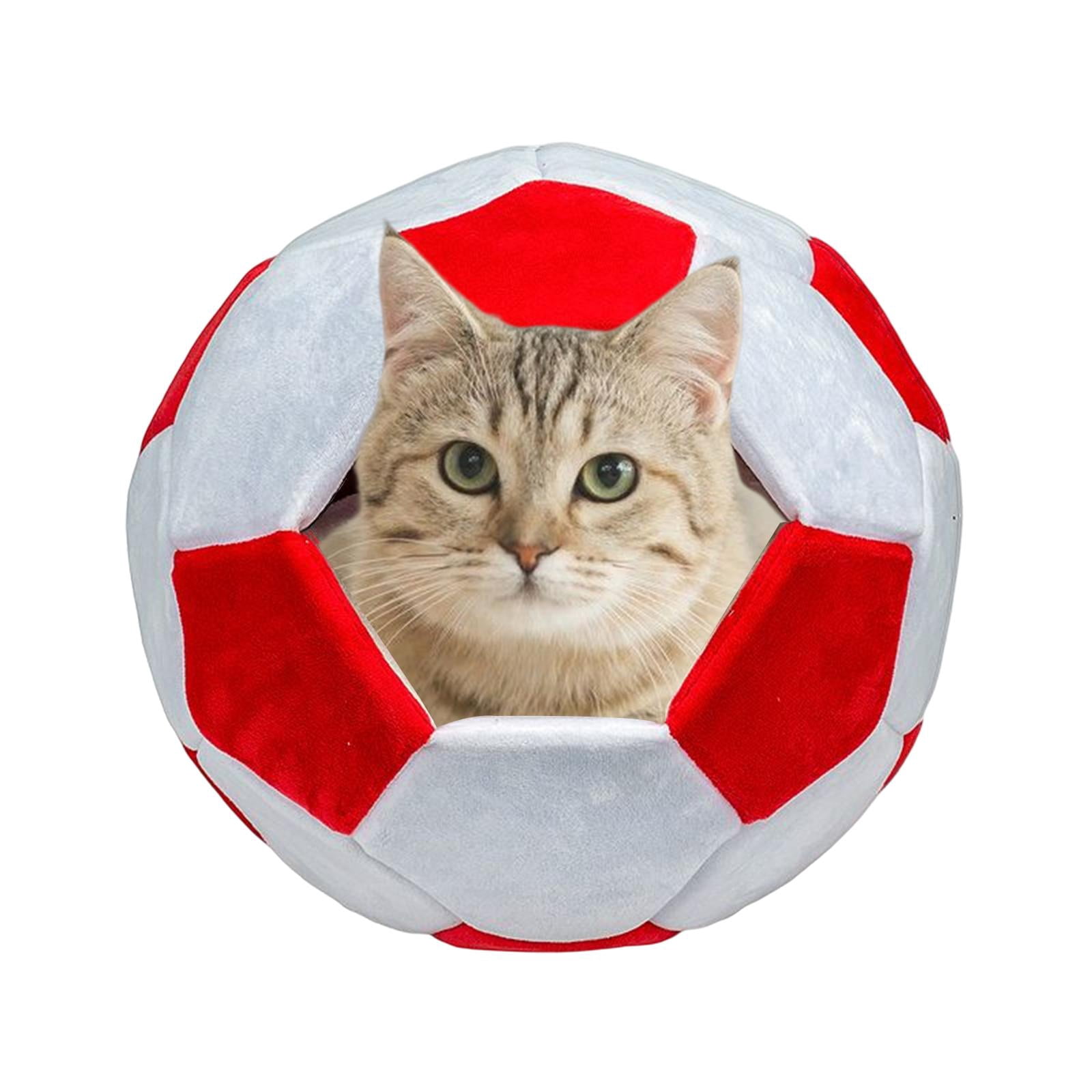 Portable Pet Bed Non Skid Washable Comfortable Football Shaped Warm Dog Bed Pet House Kitten Bed for Outdoor Cat Sleeping Indoor Accessories Red Large