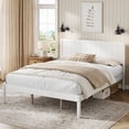 thumbnail image 2 of King Size Bed Frame with Headboard,Wood Bed Frame with Slat Support,No Box Spring Needed,White, 2 of 8