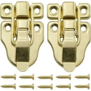 SDTC Tech 2-Pack Antique Duckbilled Toggle Latch Wooden Box Spring Loaded Hasp Latch Catch with Screws for Jewelry Box Cabinet Toolbox Trunks (Gold)
