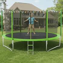 GVDV Outdoor Trampoline, 10' Backyard Recreational Trampoline with Enclosure for Kids & Adults