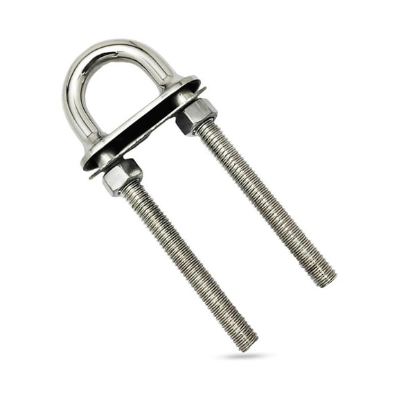 MARINE CITY 304 Stainless Steel Bow Eye U-Bolt - 3/8 Inches Welding Plate, 5 Inches Length - Ideal for Marines, Boats, Yachts, Accessory Hardware - Pack of 1