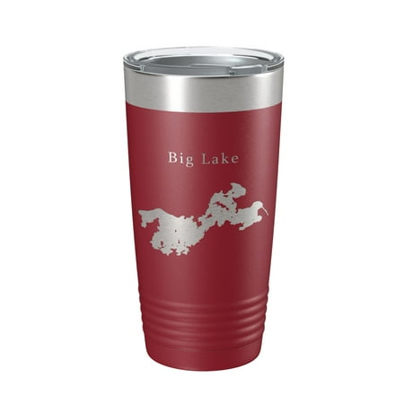 

Big Lake Map Tumbler Travel Mug Insulated Laser Engraved Coffee Cup Alaska 20 oz Maroon
