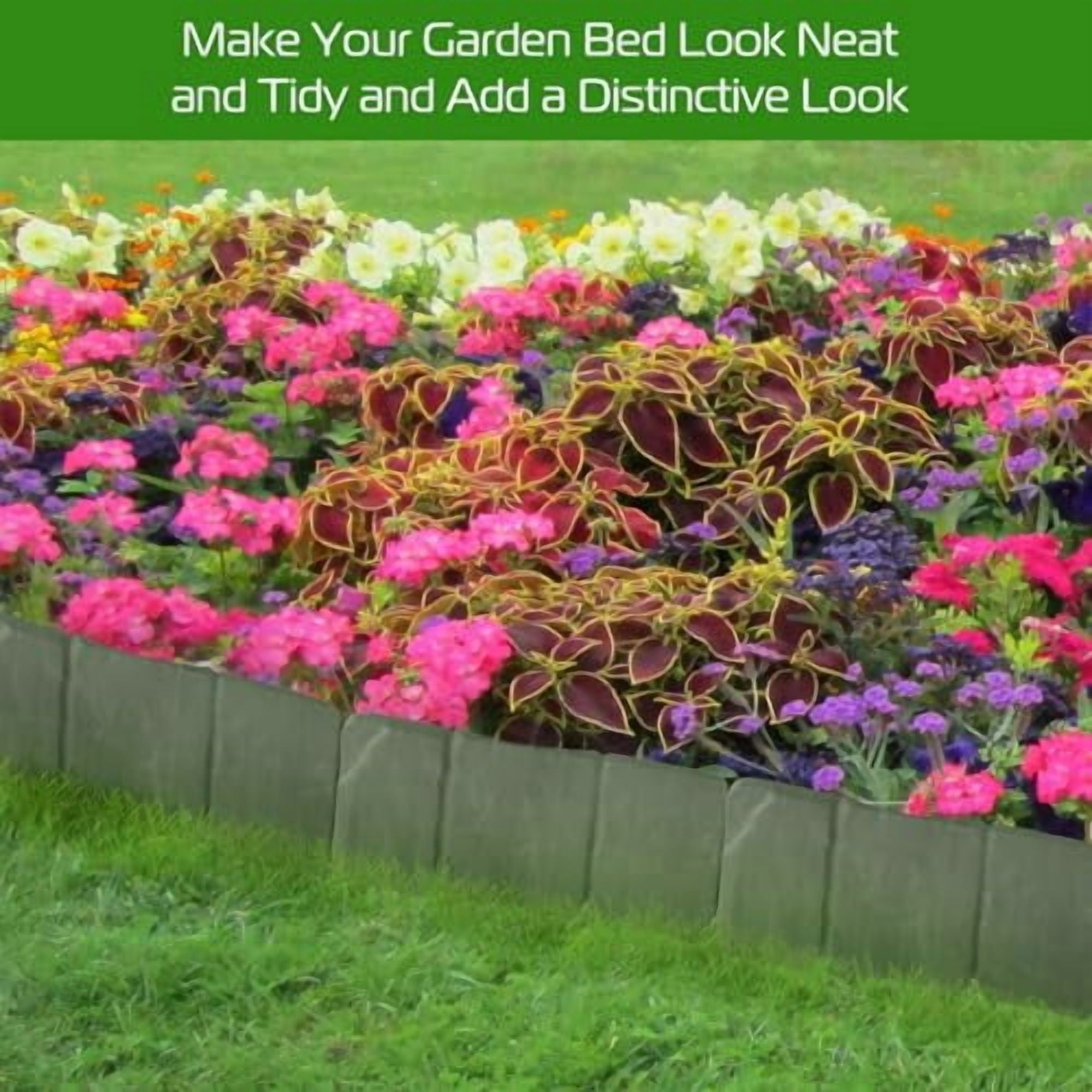 Garden Edging Border, 20 PCS Plastic Garden Landscape Cobbled Stone Effect, Plant Flower Bed Decorative, Plastic Lawn Edging, Garden Borders for Flower Bed, Garden Landscape Edging