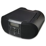 onn. Portable CD Player Boombox with FM Radio, Black, 100008719