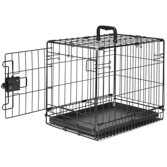 Durable, Foldable Metal Wire Dog Crate with Tray, Single Door, 18 x 12.4 x 15 in, Black