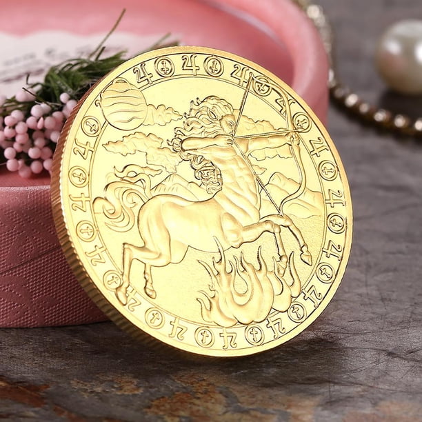 Regalo de colección de monedas conmemorativas chapadas en oro de 12 Constelaciones (Sagitario)