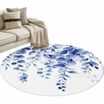 thumbnail image 2 of Round Area Rug 4ft,Retro Blue Eucalyptus Leaves Washable Carpet Non-Slip Runner Accent Rugs Indoor Floor Mat for Bedroom Living Room Decor,Watercolor Botanical, 2 of 9