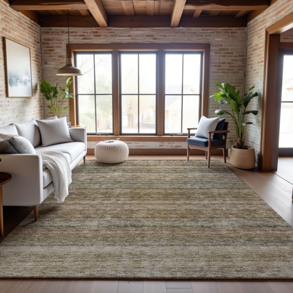 Addison Rugs Mayfield Premium Machine Washable Transitional Stripes Copper Rectangle Rug, 9' x 12'