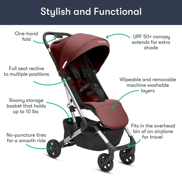 Colugo Compact Stroller One Hand Fold Lightweight Stroller Travel Stroller with Rain Cover Backpack and Cup Holder Cocoa