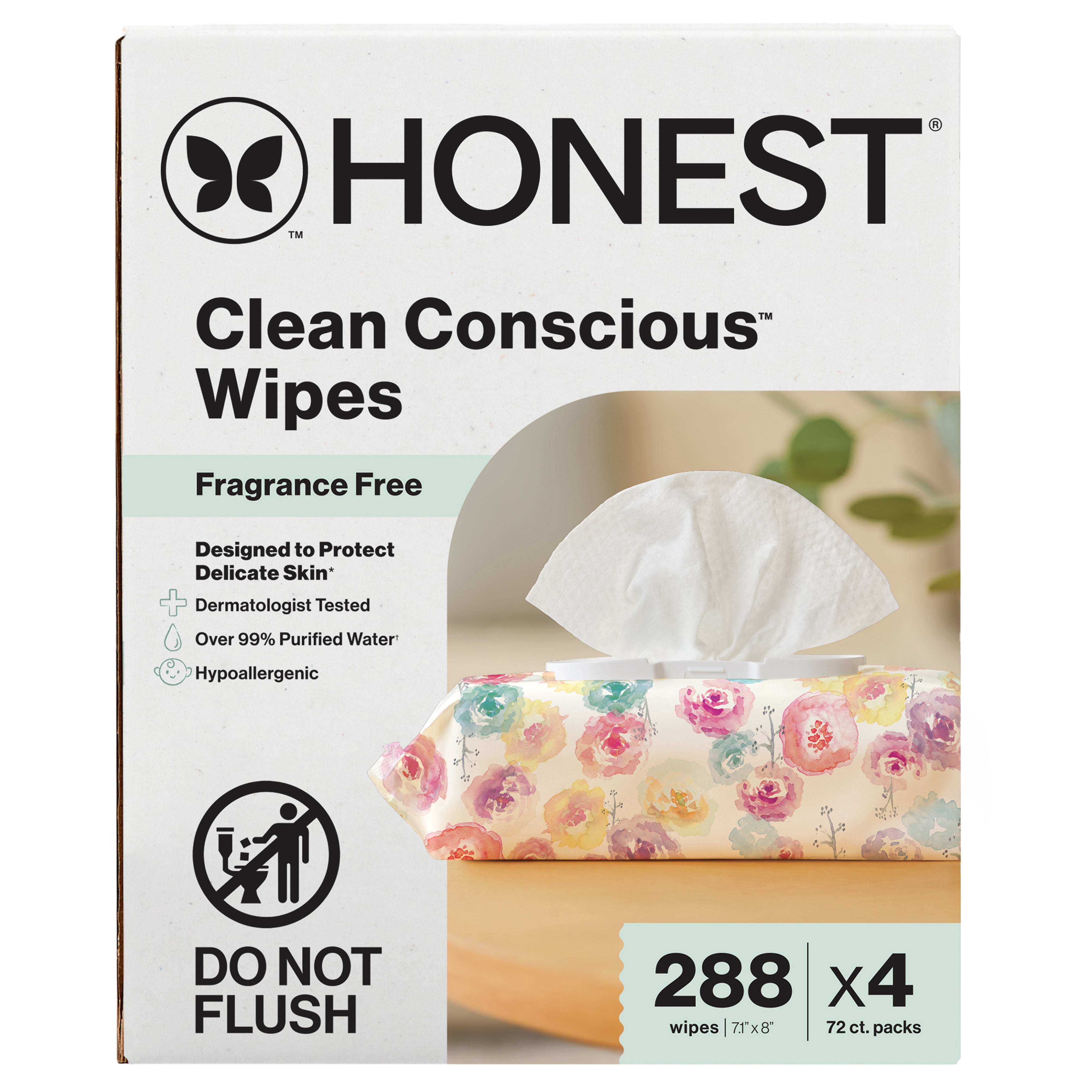 The Honest Company Clean Conscious Wipes, Rose Blossom, 288 Count