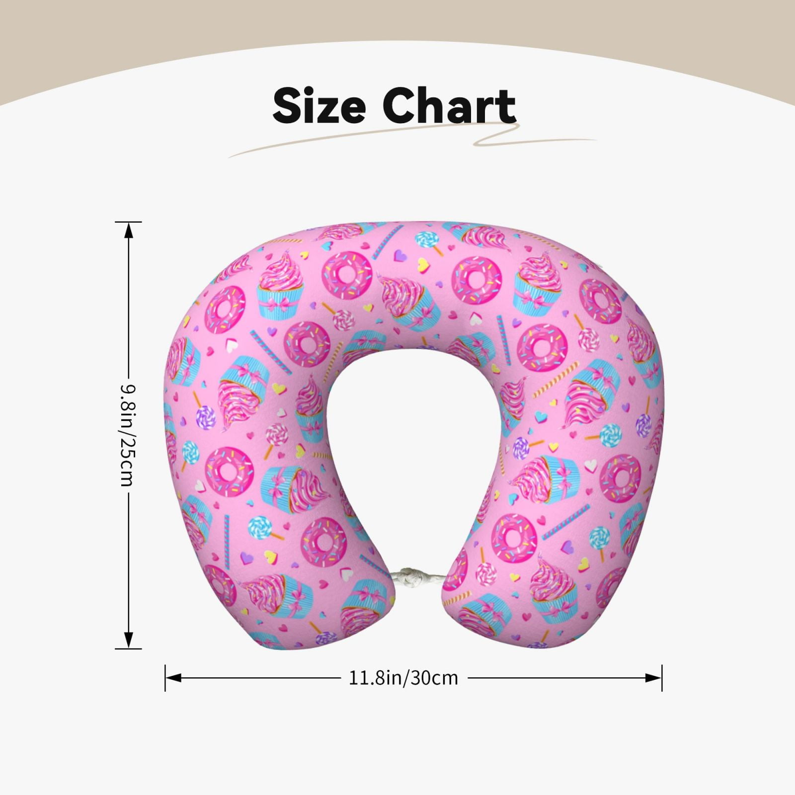 Xecao Donuts Print Memory Foam Cervical Neck Pillow Versatile U-Shaped Pillows for Home,Office,Camping,Travelling,Soft Washable Cover