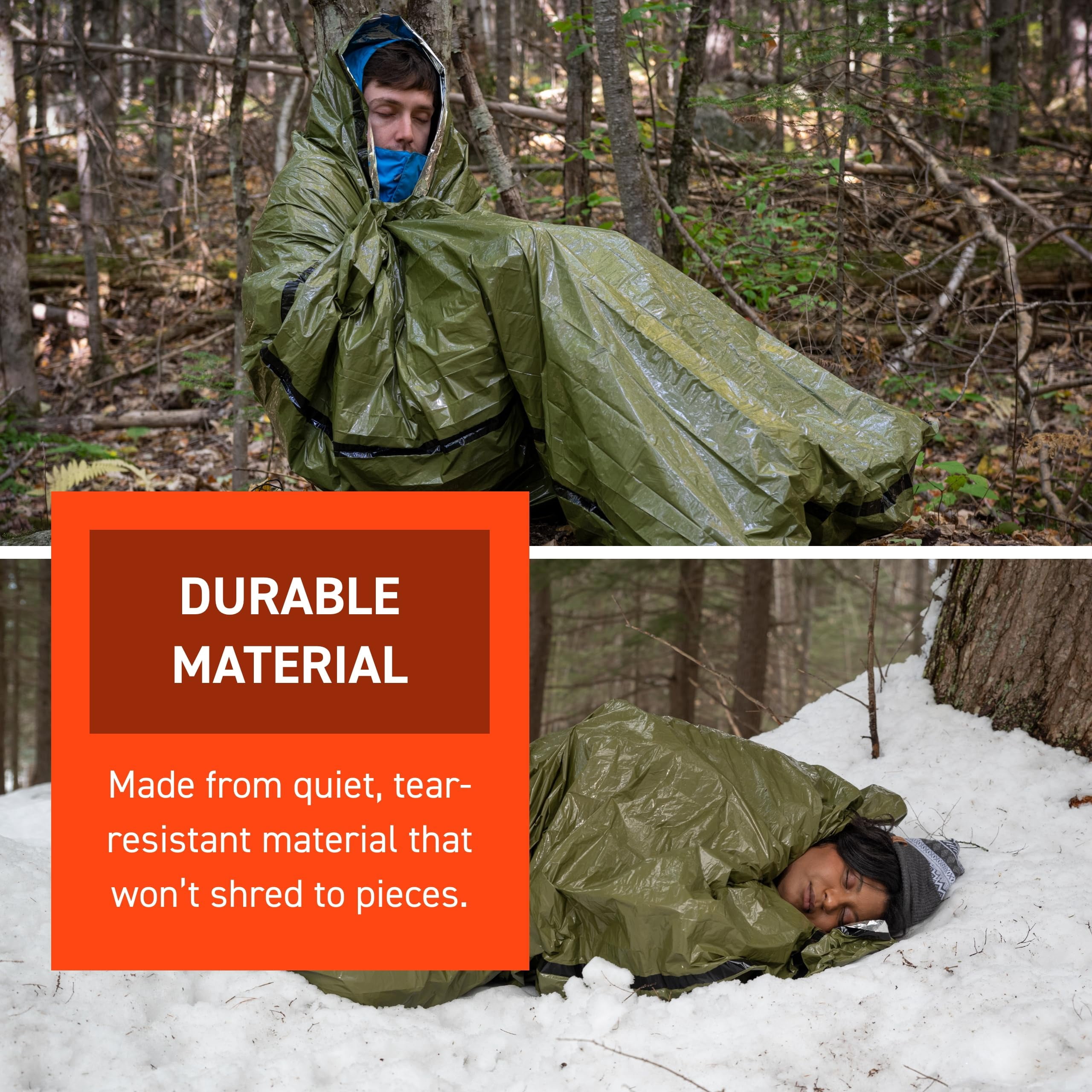 Survive Outdoors Longer 90% Emergency Bivvy - Comes With Whistle & Tinder Paracord Drawstring Add To Kit Hiking Gear Waterproof  Windproof Tear-resistant
