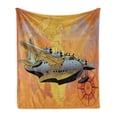 thumbnail image 1 of Vintage Airplane Soft Flannel Fleece Throw Blanket, Retro Seaplane in the Sky World Map Compass Adventure Traveling Journey, Cozy Plush for Indoor and Outdoor Use, 50" x 60", Multicolor, by Ambesonne, 1 of 6