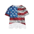 thumbnail image 3 of Shorts pour Filles, Robe à Manches Courtes, Chemise à Col Rond Superposée Imprimé Indépendance Blouse Mignonne pour Enfants Tee en Dentelle, 3 of 4