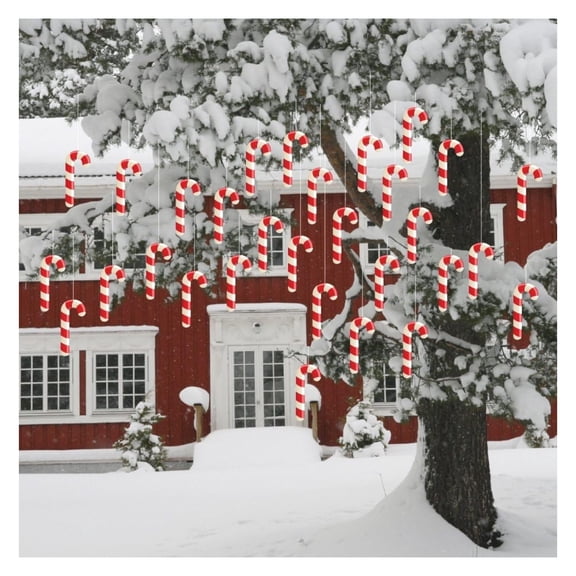 Christmas Yard Decorations: Outdoor Hanging Candy Cane Decorations Set of 30 (Not Lighted), 12443