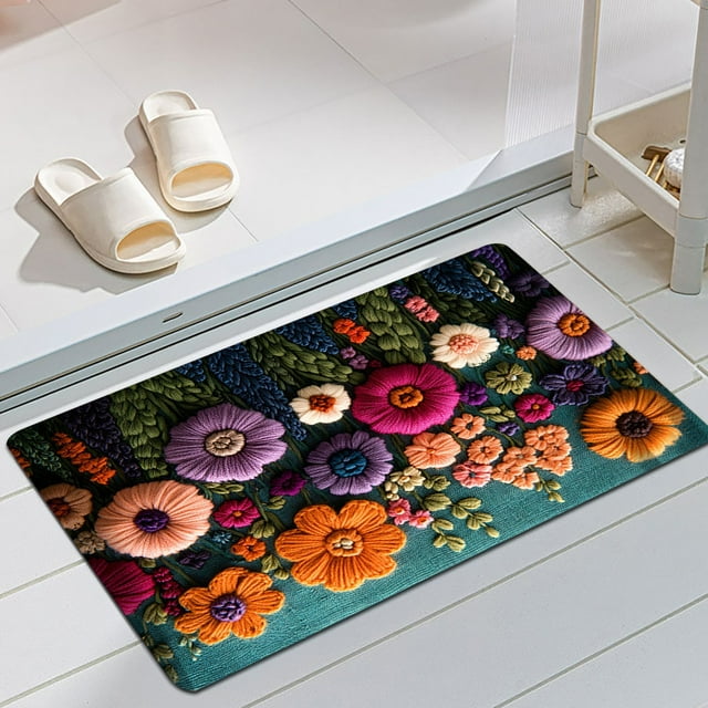 Floral Velvet Door Mat Luxe Wool Rug For Entryway & Bathroom (Dirt & Durable) Travel Blanket Blanket 20 Knit Blanket 15 Pounds Blanket Throw Attic Blanket Garage Blanket Engine Heating Blanket