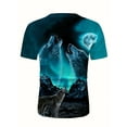 thumbnail image 2 of Men's 3D Wolf Printed T-Shirt - Casual Short Sleeve, Breathable Polyester Blend, Perfect Choice for Summer Outdoor Activities, 2 of 5