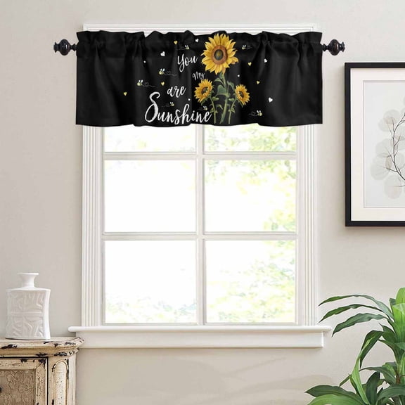 Sunflower Window Valances for Kitchen, You Are My Sunshine Farmhouse Rod Pocket Valances Windows Treatments Curtains for Living Room Bathroom Bedroom Decoration 42" x 12"