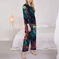 thumbnail image 3 of Fuzoiu Colorful Flower Goat Print Women's Long-Sleeved Pajama,Lounge Button Down Nightwear,Womens Notch Collar Pajama Set-X-Large, 3 of 7