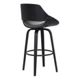 thumbnail image 4 of 30 Inch Leatherette and Wooden Swivel Barstool, Black and Gray - Saltoro Sherpi, 4 of 5